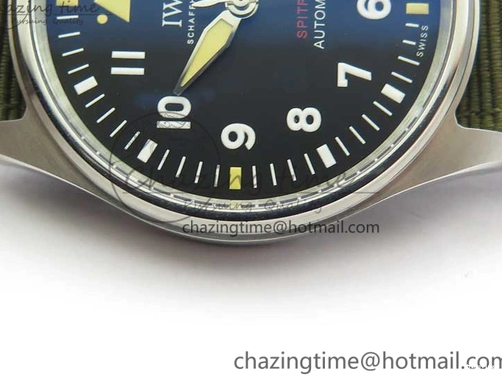 MIROTIME 0207 Fashionable Pilot IW326801 SS MK 1:1 Best Edition Black Dial on Green Nylon Strap MIYOTA 7122